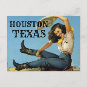 Carte Postale HOUSTON Texas Voyage Vintage Cowgirl