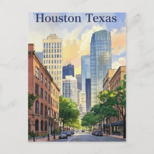 Carte postale Houston Texas watercolor