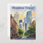 Carte postale Houston Texas watercolor (Devant / Derrière)