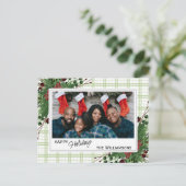 Carte Postale Houx vert classeux Baies rouges Feuillage botaniqu (Debout devant)