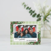 Carte Postale Houx vert élégant Baies rouges Feuillage botanique (Debout devant)