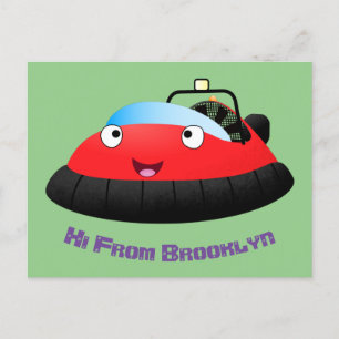 Carte Postale Hovercraft de dessin animé rouge mignon heureux