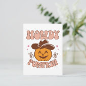Carte Postale Howdy Citrouille Western Retro Halloween (Debout devant)