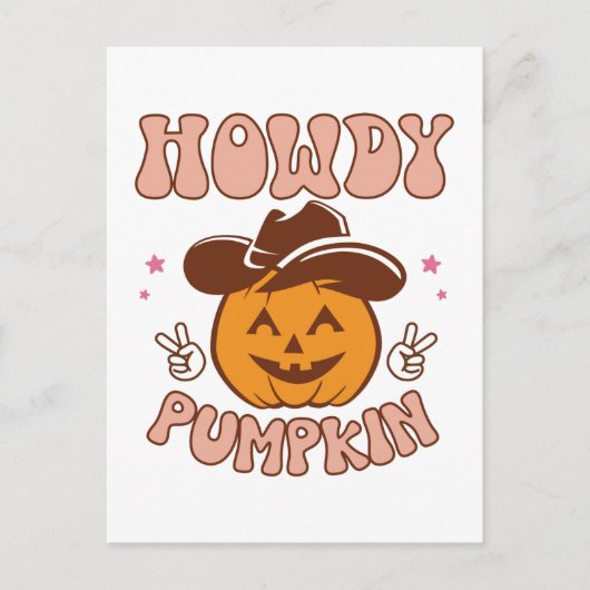 Carte Postale Howdy Citrouille Western Retro Halloween (Devant)