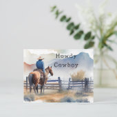 Carte Postale Howdy Cowboy Horse (Debout devant)