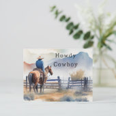 Carte Postale Howdy Cowboy Horse (Debout devant)