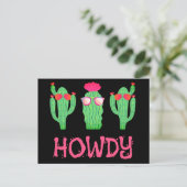 Carte Postale Howdy Funny Western Cactus Caractères de dessin (Debout devant)