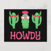 Carte Postale Howdy Funny Western Cactus Caractères de dessin (Devant)