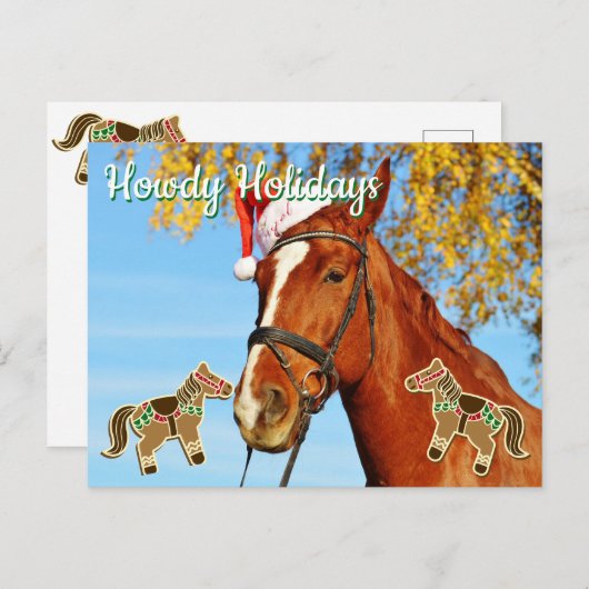 Carte Postale Howdy Holidays - Customable Horse Christmas (Devant / Derrière)