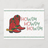 Carte Postale HOwdy HOwdy Bottes de Cowboy de Noël (Devant)