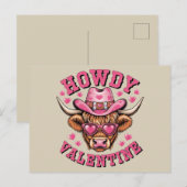 Carte Postale Howdy Valentine Cow Valentines Da&y Coquette Love (Devant / Derrière)
