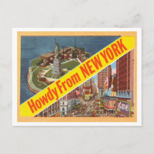 Carte Postale Howdy vintage de New York années 1940