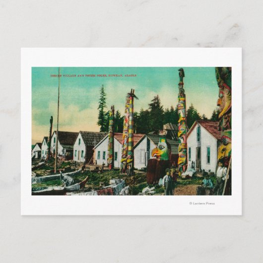 Carte Postale Howkan, Alaska Indian Village et Totems (Devant)