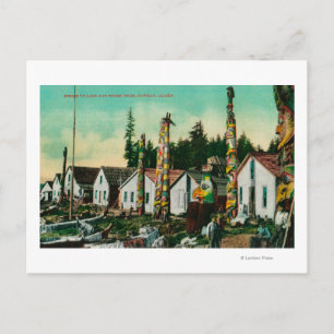Carte Postale Howkan, Alaska Indian Village et Totems