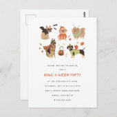 Carte Postale Howl-O-Ween Chiens peints Halloween billet d'invit (Devant / Derrière)