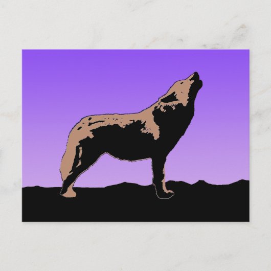 Carte Postale Howling Wolf at Sunset - Art faunique original (Devant)