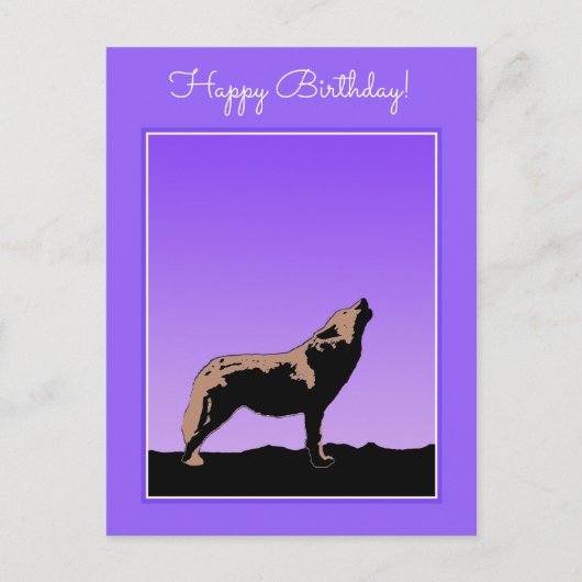 Carte Postale Howling Wolf at Sunset - Art faunique original (Devant)
