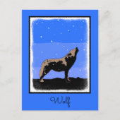 Carte Postale Howling Wolf en hiver - Art faunique original (Devant)
