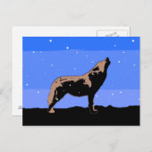 Carte Postale Howling Wolf en hiver - Art faunique original (Devant / Derrière)