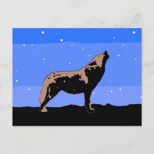 Carte Postale Howling Wolf en hiver - Art faunique original