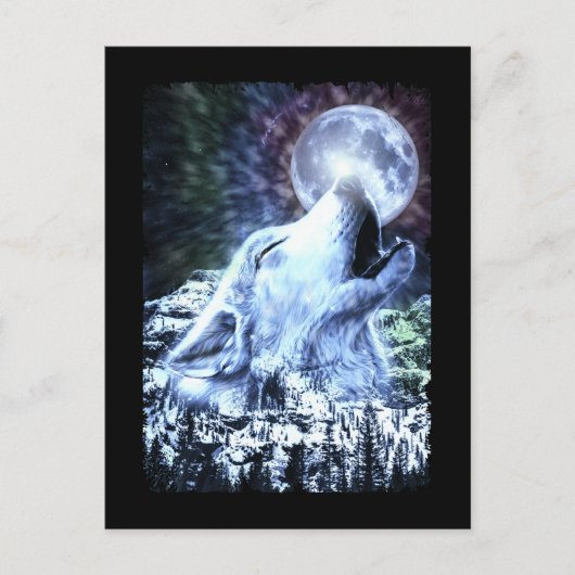 Carte Postale Howling Wolf Moon Wolves Winter (Devant)