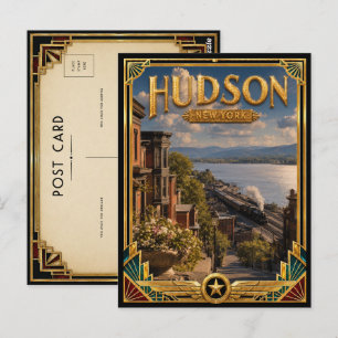 Carte Postale Hudson New York Art Déco Vintage Âge d'Or