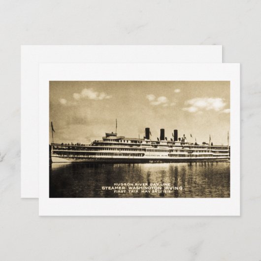 Carte Postale Hudson River Day Line Steamer Washington Irving (Devant / Derrière)