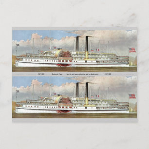 Carte Postale Hudson River Steamer 1877 Signet