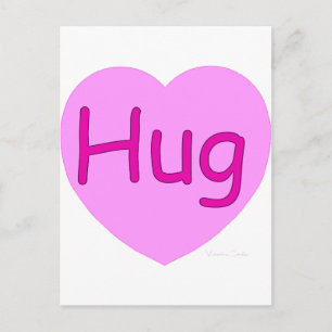 Carte Postale Hug Coeur rose
