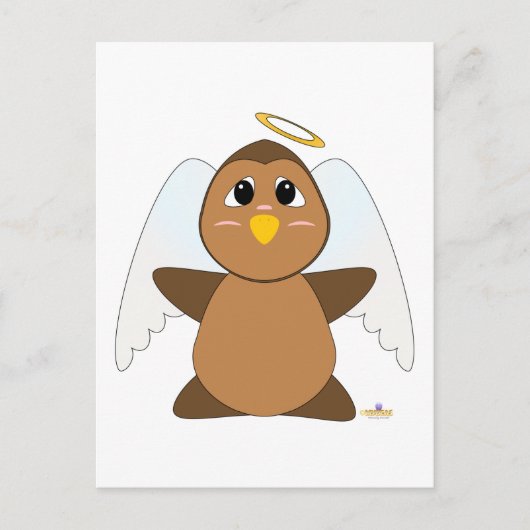 Carte Postale Huggable Chouette Brown ange (Devant)