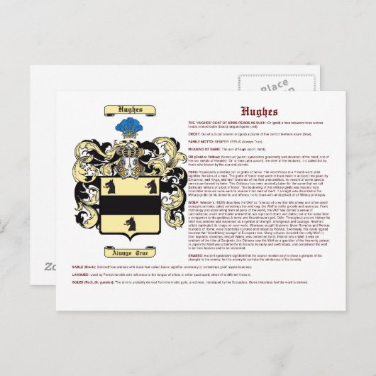 Carte Postale Hughes (signifiant anglais) (Devant / Derrière)