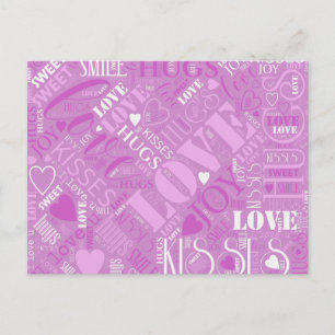 Carte Postale Hugs and Kisses Word Cloud Gold ID286
