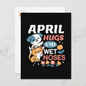 Carte Postale Hugs, Nez Humide et Vibes de Printemps - Animaux d (Devant / Derrière)