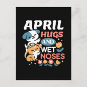 Carte Postale Hugs, Nez Humide et Vibes de Printemps - Animaux d (Devant)