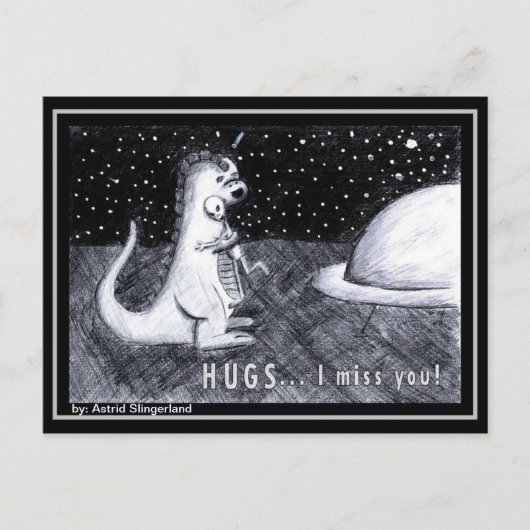 Carte Postale HUGS... Tu me manques (Devant)