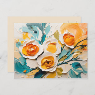 Carte Postale Huile Acrylique aux fleurs de printemps vives