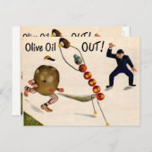 Carte Postale Huile d'olive Out jouer au baseball (Devant / Derrière)