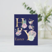 Carte Postale Huile d'or moderne Lettrer l'aquarelle florale (Debout devant)