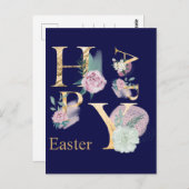 Carte Postale Huile d'or moderne Lettrer l'aquarelle florale (Devant / Derrière)