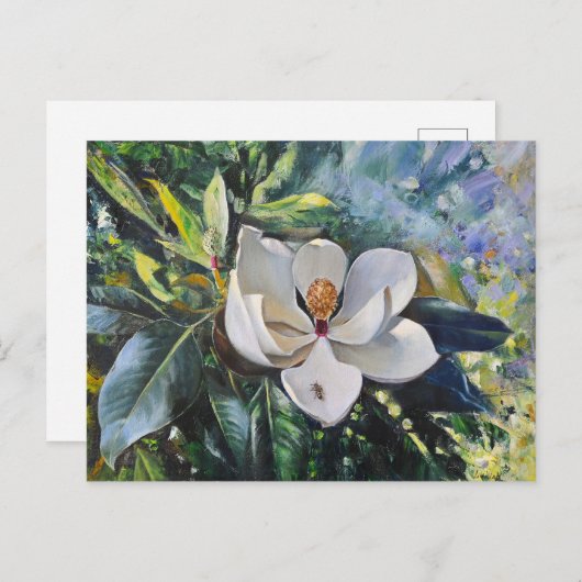 Carte Postale Huile Magnolia Blossom Peinture de l’harmonie de l (Devant / Derrière)