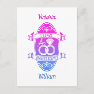 Carte Postale Huit 8e anniversaire de mariage traditionnel bronz