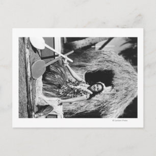 Carte Postale Hula Girl avec Outrigger Canoe Hawaii photo