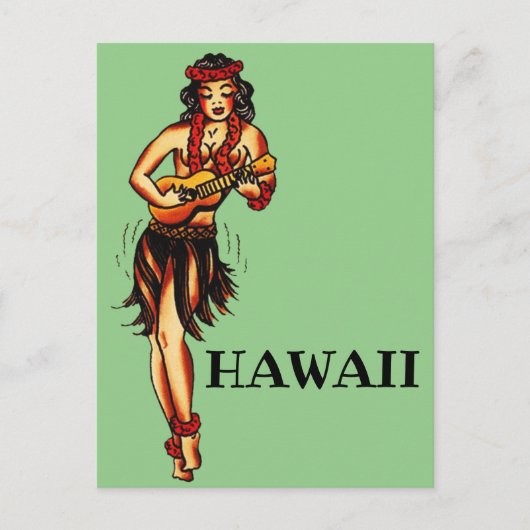 Carte Postale Hula Girl - Voyage Hawaii Vintage (Devant)