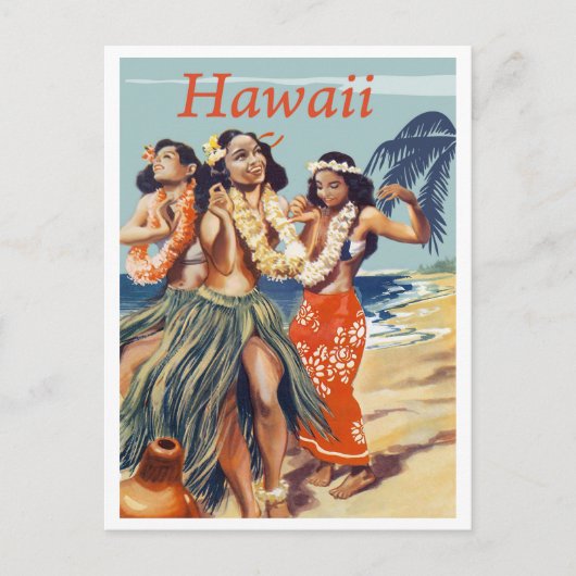 Carte Postale Hula Girls à Hawaii Beach (Devant)
