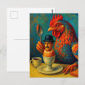Carte Postale Humain dur à cuire - Jeu de poule au petit-déjeune (Devant / Derrière)