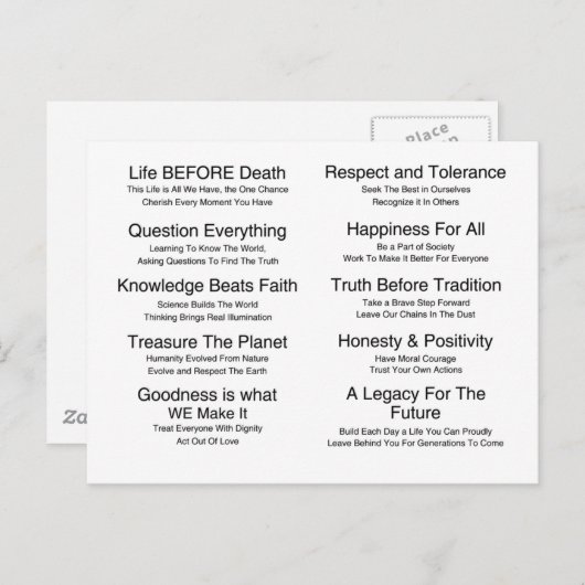 Carte Postale Humains (Devant / Derrière)