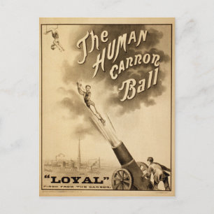 Carte Postale Human Cannon Ball Vintage Circus Act Victorian