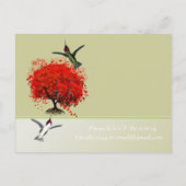 Carte Postale Humming Birds Red Tree With Hearts & Swirls (Dos)