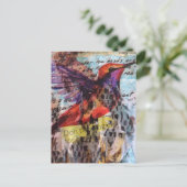Carte Postale Hummingbird don't apologize for caring mixed media (Debout devant)