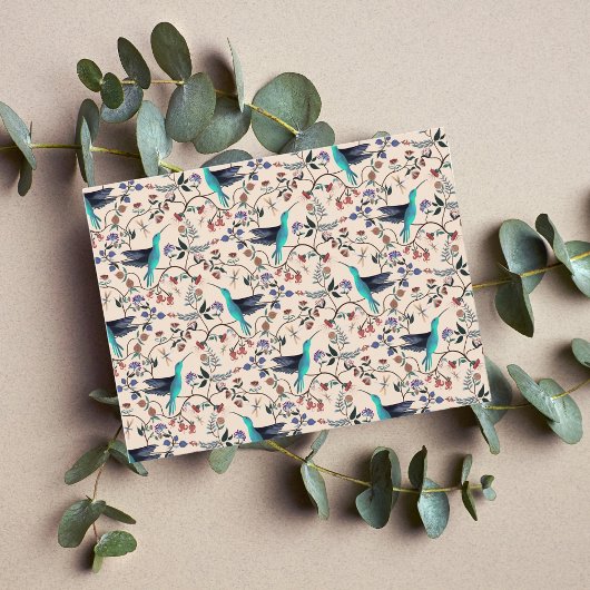 Carte Postale Hummingbird & Dragonfly William Morris Style